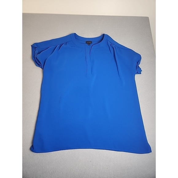 J. Jill Tops - J JILL WEAREVER COLLECTION SIZE L ROYAL BLUE SPLIT NECK SHORT SLEEVE TOP